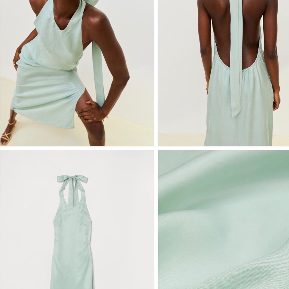 NWT H&M womens Haltertop mint green dress. Lined.  Size S.